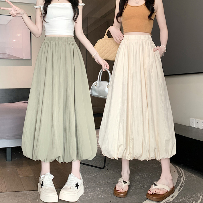 Women's Fashionable High Waisted Loose A-Line Retro Skirt