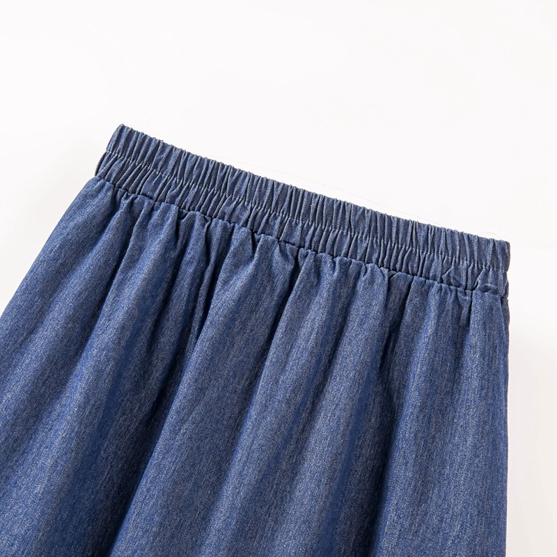 Vintage High Waist Striped Patchwork Denim Skirt main image 0