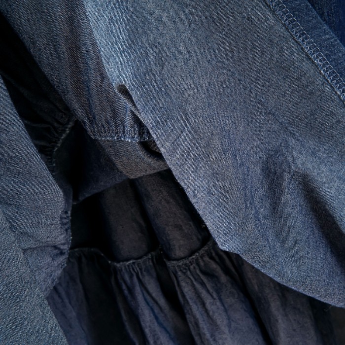 Women's High Waist Vintage A-Line Patchwork Layered Denim Skirt