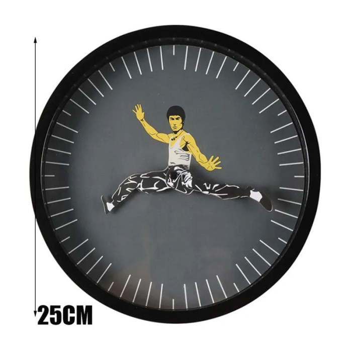 Kung Fu Wall Clock Chinese Bruce Lee Personality Style Creative Round Clock Home Decorations Kung Fu Clock Diameter 25CM