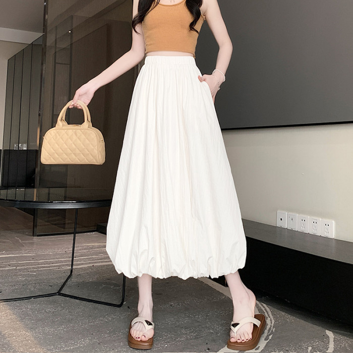 Women's Fashionable High Waisted Loose A-Line Retro Skirt