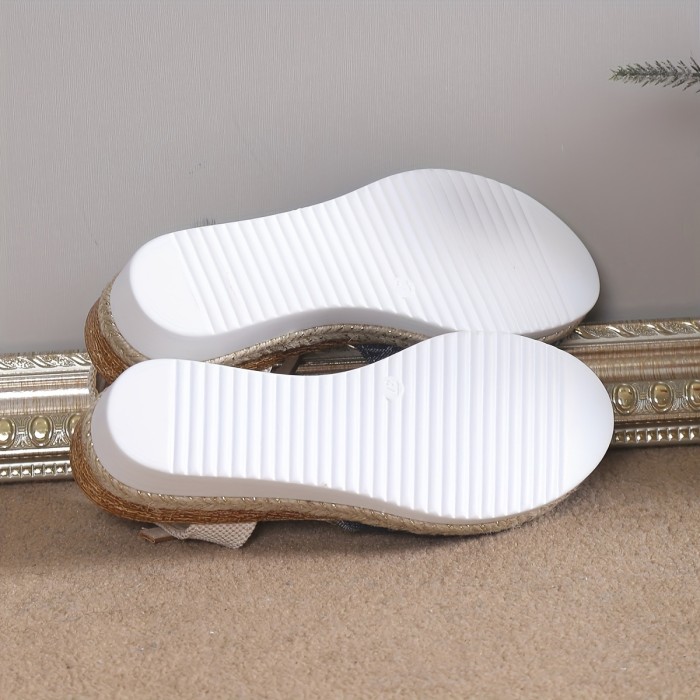Women's Flower Lace Wedge Sandals, Boho Style Closed Toe Ankle Strap Platform Shoes, Casual Summer Vacation Sandals