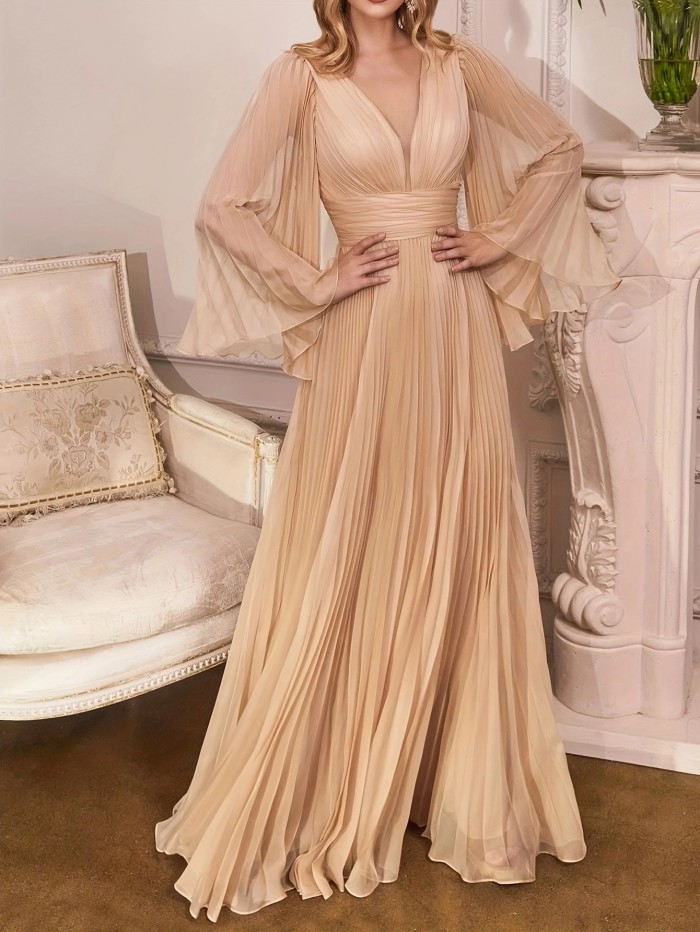 Women's Fashion Solid Color Plus Size Elegant Solid Color V-Neck Party Dress