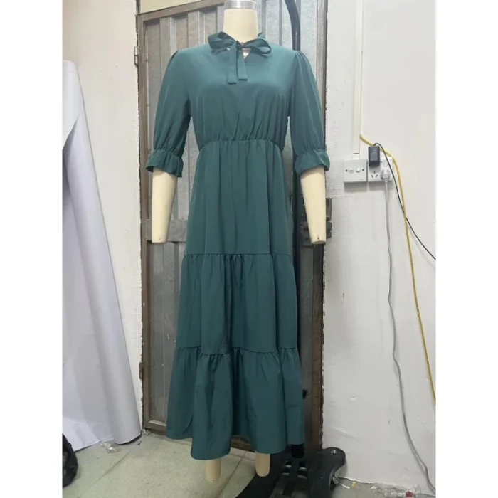 Womens Elegant Ruffle Half Sleeve A Line Swing Casual Party Cocktail Dresses