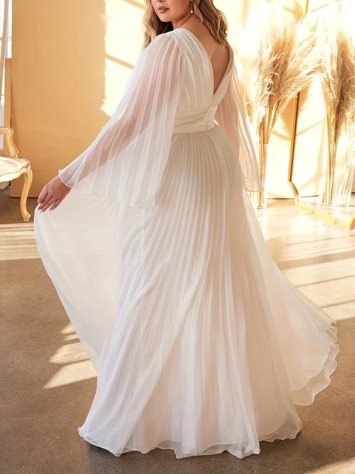 Women's Fashion Solid Color Plus Size Elegant Solid Color V-Neck Party Dress