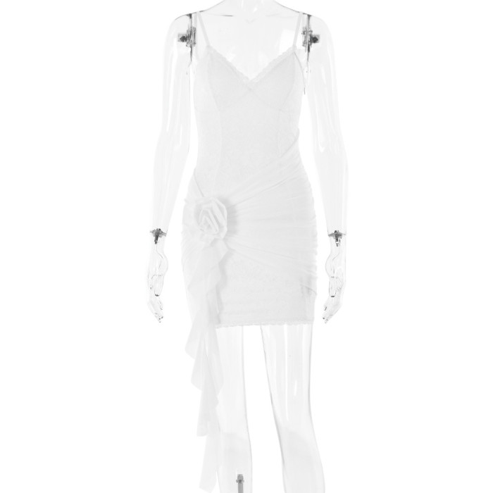 Women's Sexy Fashion Lace Spliced Mesh Suspender Backpack Hip Mini Dresses