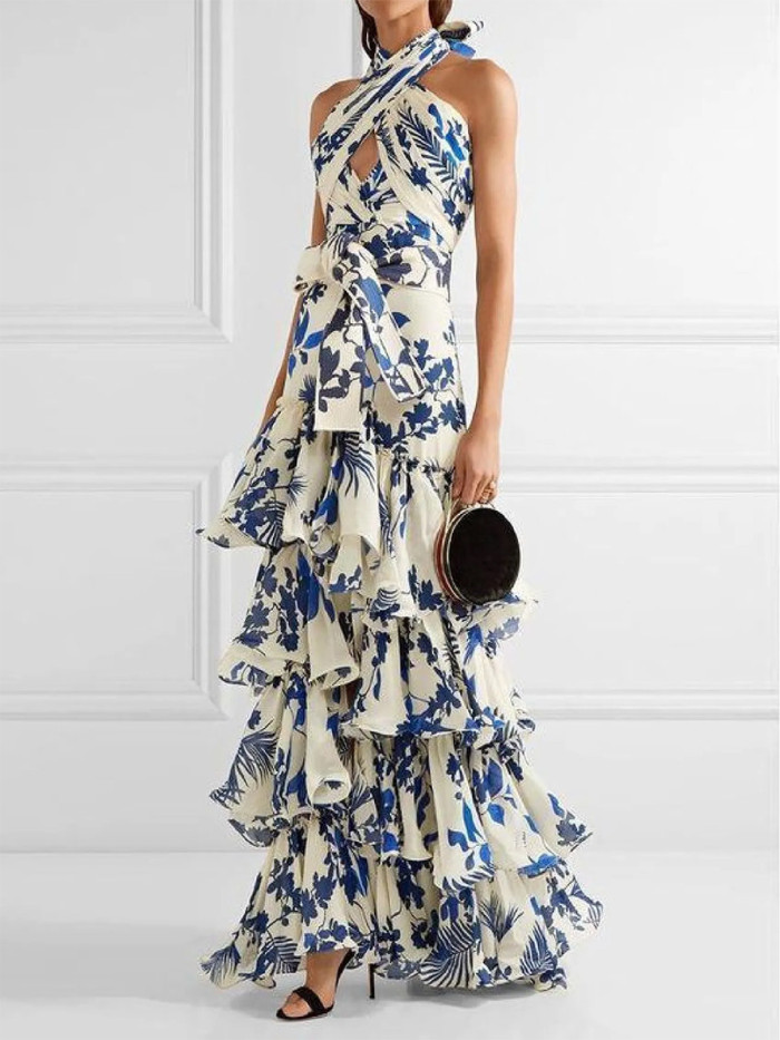 Elegant Party Bohemian Vacation Strappy Fashion Printed Dress