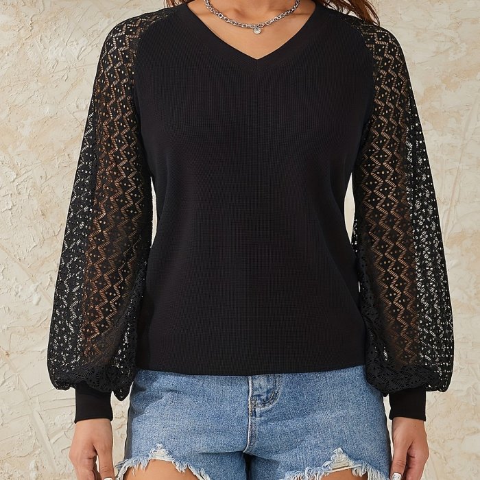 Boutique lace patchwork top
