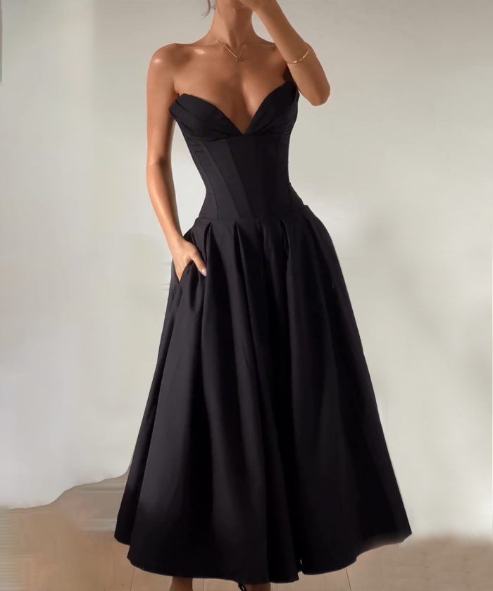 Sexy Black Solid color  Gown Dress