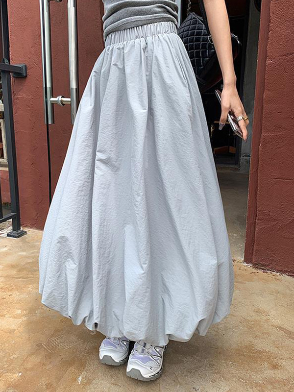 A-Line High Waisted Elasticity Solid Color Split-Joint Skirts