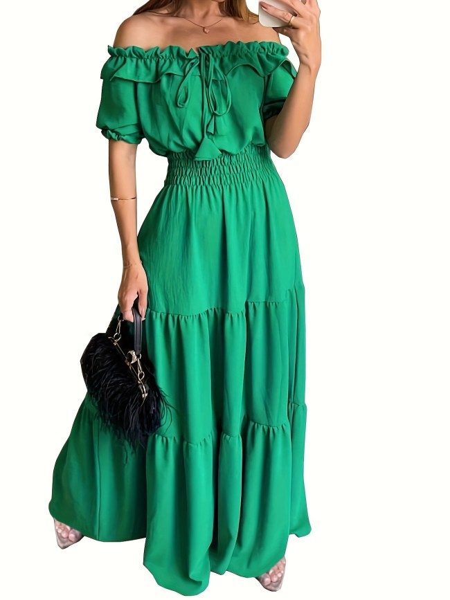 FES ONE SHOULDER TIED CASUAL DRESS