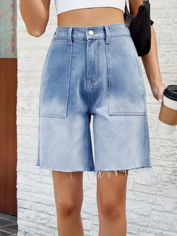 Womens Jean Shorts Knee Length 2024 Trendy Y2k High Waisted Wide Leg Casual Summer Shorts with Pockets