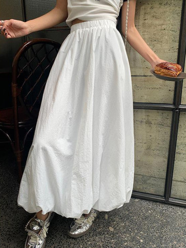 A-Line High Waisted Elasticity Solid Color Split-Joint Skirts