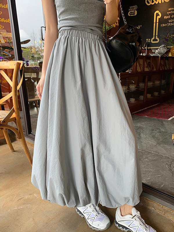 A-Line High Waisted Elasticity Solid Color Split-Joint Skirts
