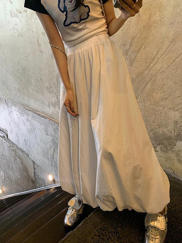 A-Line High Waisted Elasticity Solid Color Split-Joint Skirts