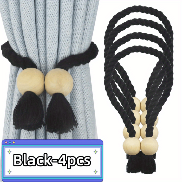 2\u002F4\u002F6pcs Pack Magnetic Curtain Tiebacks Cotton Hand Woven Tie Curtain Holdback Decorative Rope For Curtains Draperies