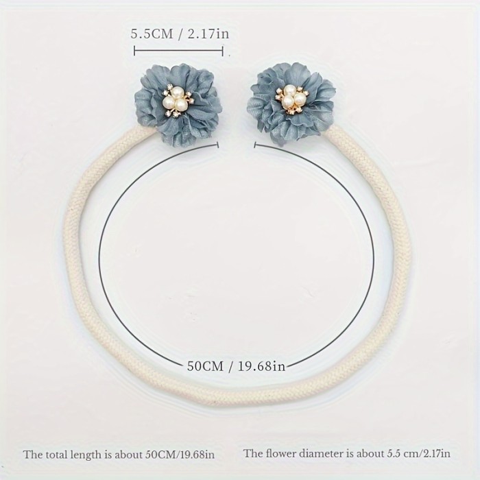 2pcs French Curtain Strap Bendable Faux Pearl Flower Yarn Curtain Buckle Curtain Tieback Curtain Holdback For Living Room Home Decor