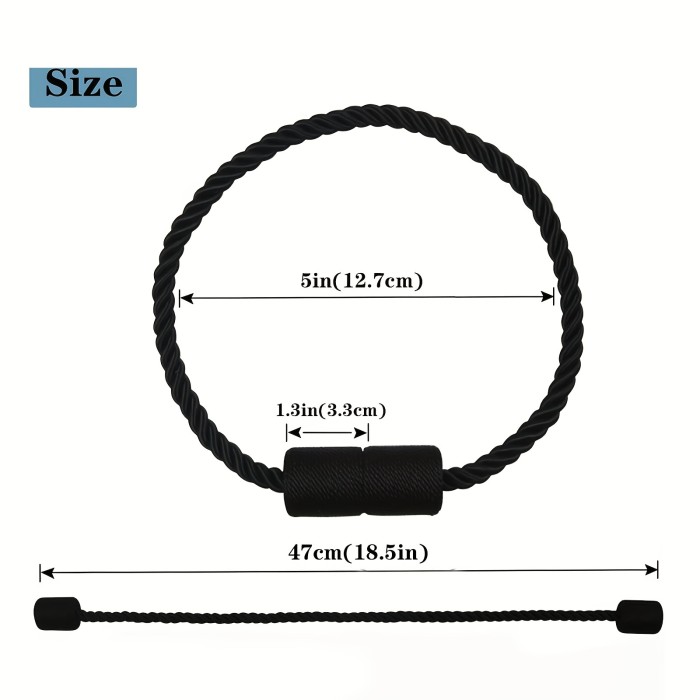 2pcs Strong Magnetic Curtain Tiebacks Outdoor Elegant Decorative Tie Backs Modern Rope Tiebacks For Drapes Window Curtain Holdbacks