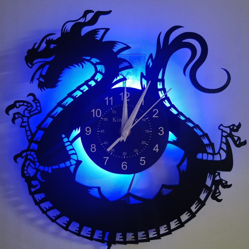 1pc Vinyl Record Wall Clock, Chinese Dragon Theme Wall Clock, Silent Clock, For Birthday