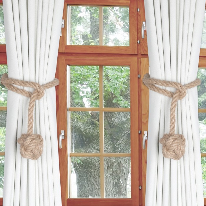 2pcs Curtain Ties Cotton Balls Hand Woven Cotton Linen Curtain Binding Rope Curtain Hanging Tieback Curtain Holdback