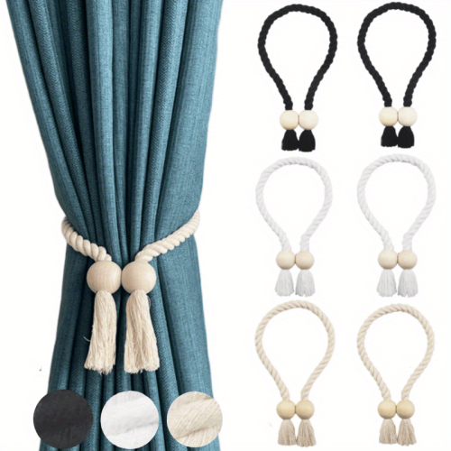 2\u002F4\u002F6pcs Pack Magnetic Curtain Tiebacks Cotton Hand Woven Tie Curtain Holdback Decorative Rope For Curtains Draperies