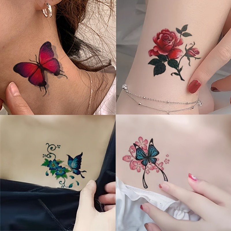 20pcs Color Temporary Tattoo Stickers, Waterproof And Long-lasting Tattoo Stickers, Suitable For Facial, Arm, Back, And Leg Body Art