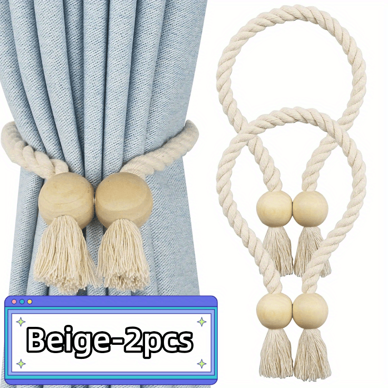 2\u002F4\u002F6pcs Pack Magnetic Curtain Tiebacks Cotton Hand Woven Tie Curtain Holdback Decorative Rope For Curtains Draperies