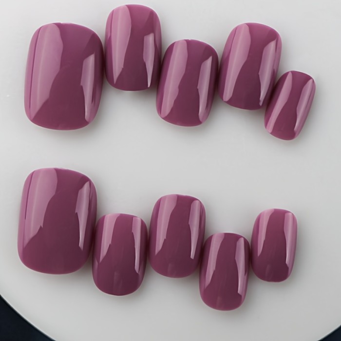 24pcs\u002Fset Mid-length Almond Press On Nails, Solid Color Glossy Fake Nail, Full Cover Nails For Women