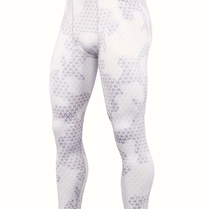 Men's Stretch Tight Long Compression Pants, Activewear, Letter Waistband Lightweight Quick Dry Athletic Leggings For Gym Fitness Workout