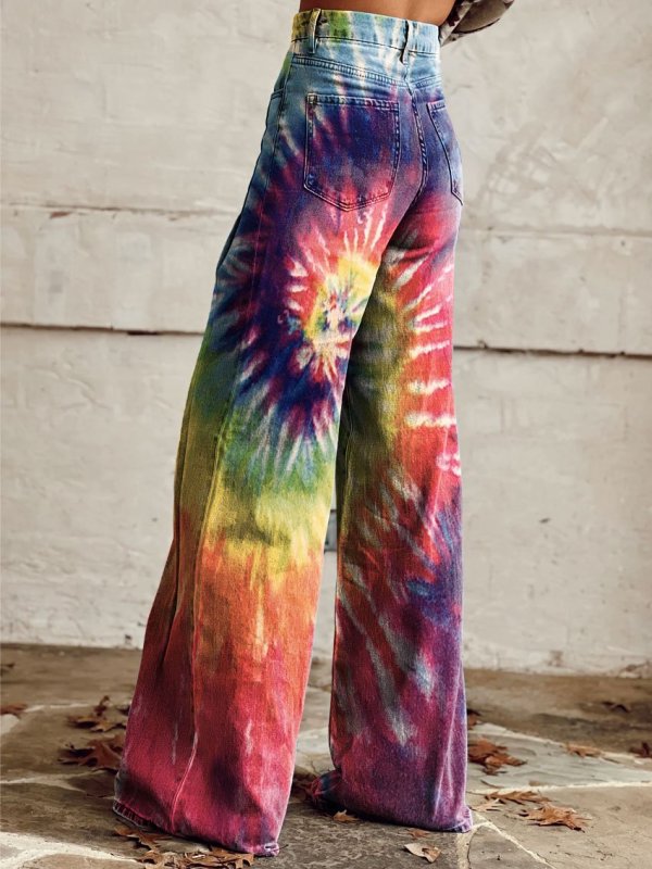 Women's Vintage Print Casual Wide Leg Pants