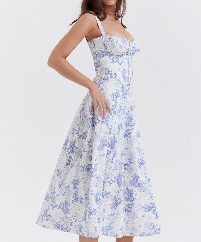 Romantic Floral Elegant Midi Dress