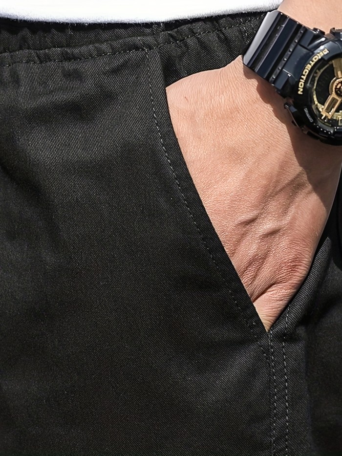 Men's Multi Pocket Cargo Shorts, Casual Waist Drawstring Cargo Shorts For Summer, Bermuda Shorts