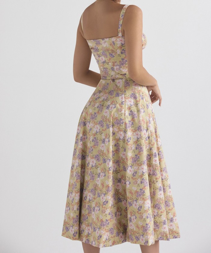 Romantic Floral Elegant Midi Dress