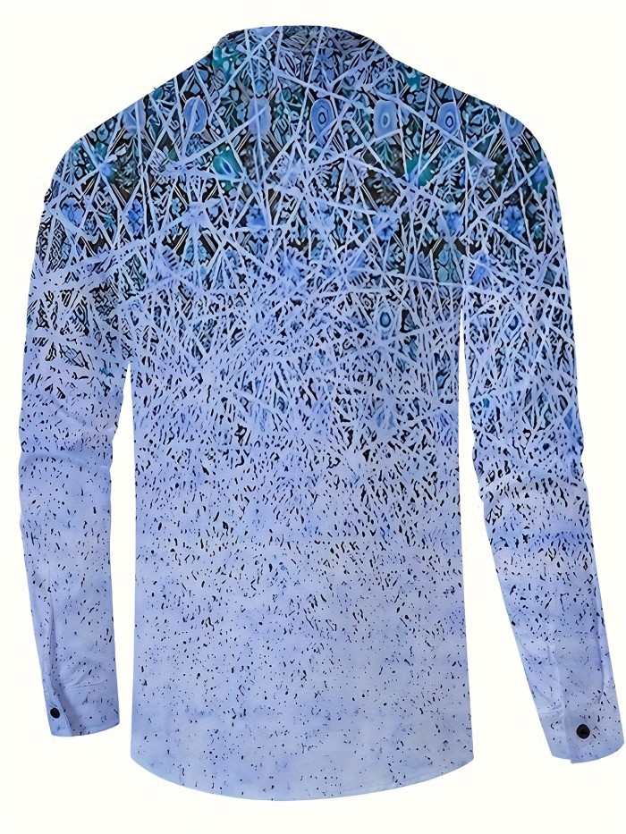 Men's Casual Printed Button Up Long Sleeve Henley Shirt