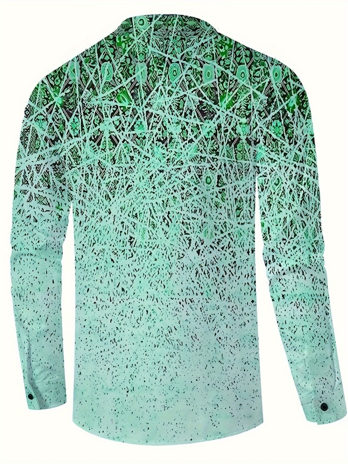Men's Casual Printed Button Up Long Sleeve Henley Shirt