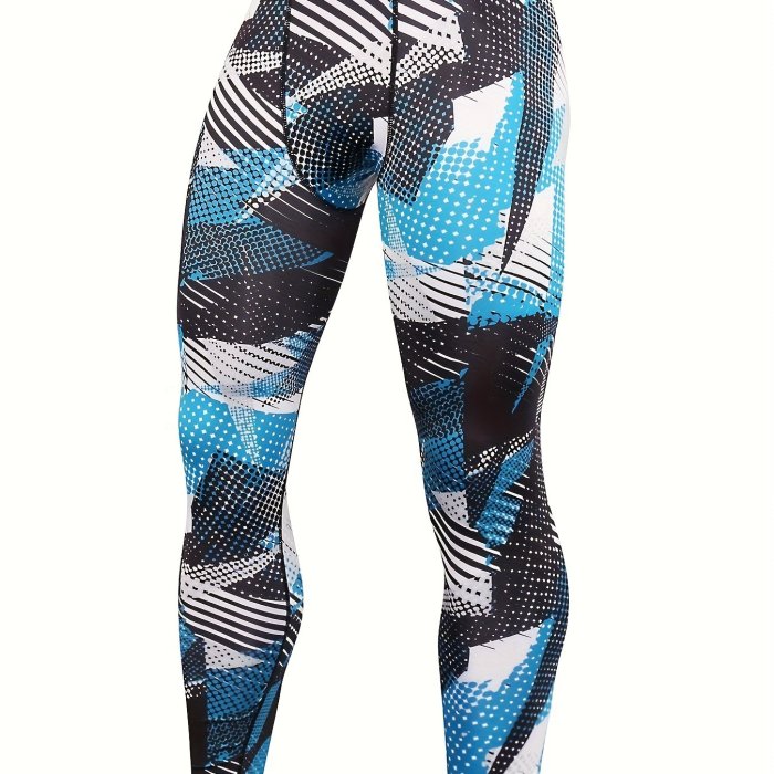 Men's Stretch Tight Long Compression Pants, Activewear, Letter Waistband Lightweight Quick Dry Athletic Leggings For Gym Fitness Workout