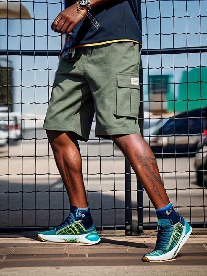 Chic Cargo Shorts, Men's Casual Multi Pocket Cargo Shorts For Summer Outdoor Activities, Bermuda Shorts