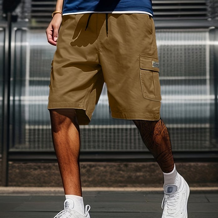 Chic Cargo Shorts, Men's Casual Multi Pocket Cargo Shorts For Summer Outdoor Activities, Bermuda Shorts