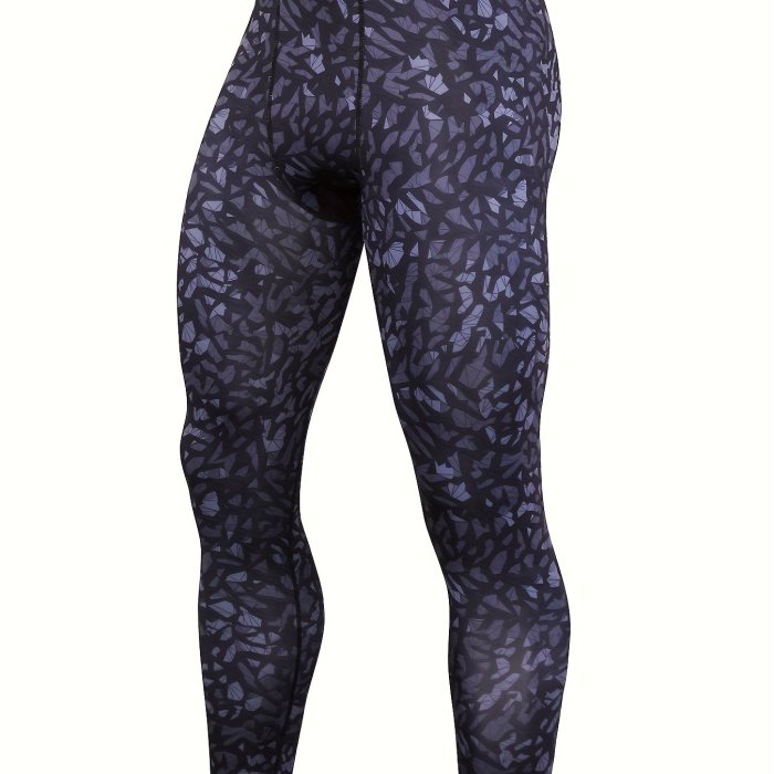 Men's Stretch Tight Long Compression Pants, Activewear, Letter Waistband Lightweight Quick Dry Athletic Leggings For Gym Fitness Workout