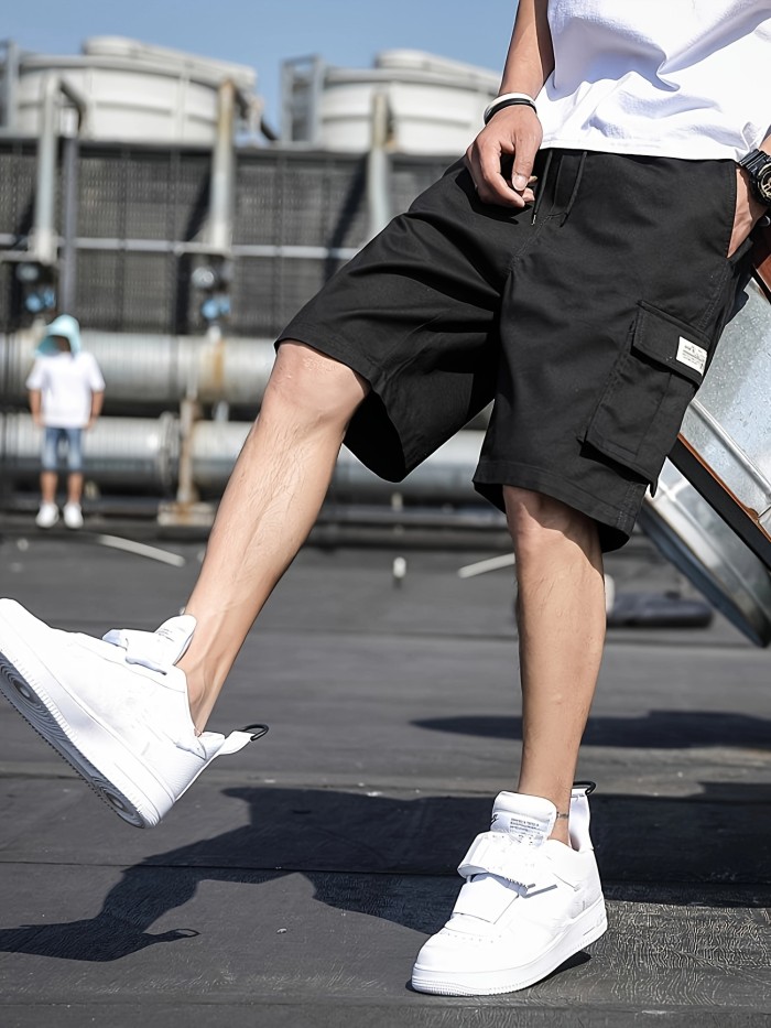 Men's Multi Pocket Cargo Shorts, Casual Waist Drawstring Cargo Shorts For Summer, Bermuda Shorts