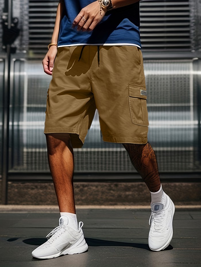 Chic Cargo Shorts, Men's Casual Multi Pocket Cargo Shorts For Summer Outdoor Activities, Bermuda Shorts