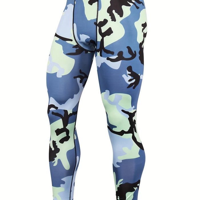 Men's Stretch Tight Long Compression Pants, Activewear, Letter Waistband Lightweight Quick Dry Athletic Leggings For Gym Fitness Workout