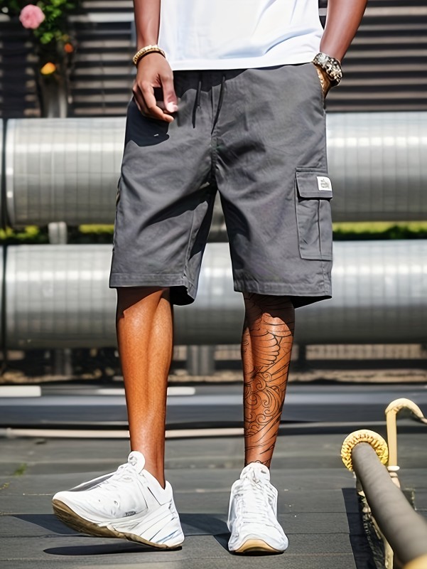 Chic Cargo Shorts, Men's Casual Multi Pocket Cargo Shorts For Summer Outdoor Activities, Bermuda Shorts