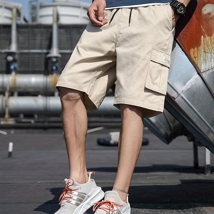 Men's Multi Pocket Cargo Shorts, Casual Waist Drawstring Cargo Shorts For Summer, Bermuda Shorts