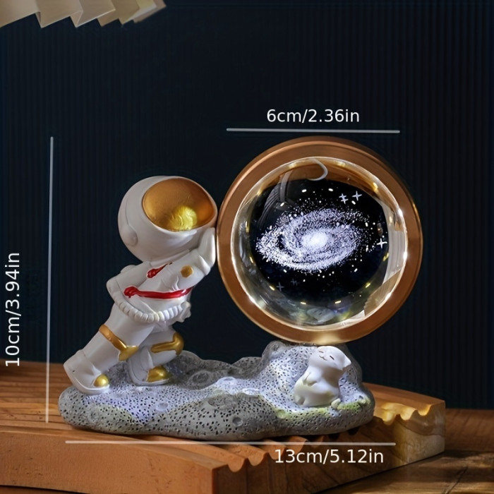 1pc Astronaut Night Light Ornament, 3D Inner Carving Crystal Ball Desktop Ornament