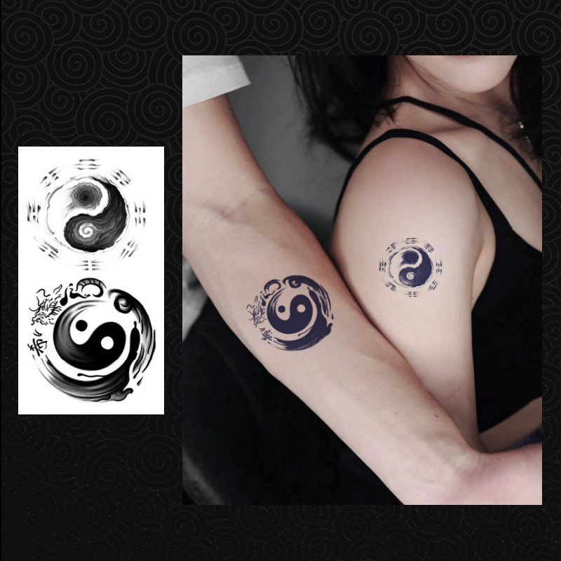 Eight-Diagram-Shaped Pattern Tattoo Sticker, Waterproof, Sweat-Proof And Non-Reflective For 1-2 Weeks, Couple Tattoo Sticker