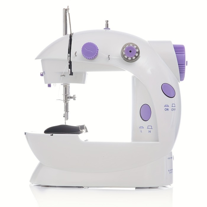 1pc Sewing Machine Mini Portable Household Night Light Foot Pedal Straight Line Hand Table Two Wire Kit Electric Sewing Machine