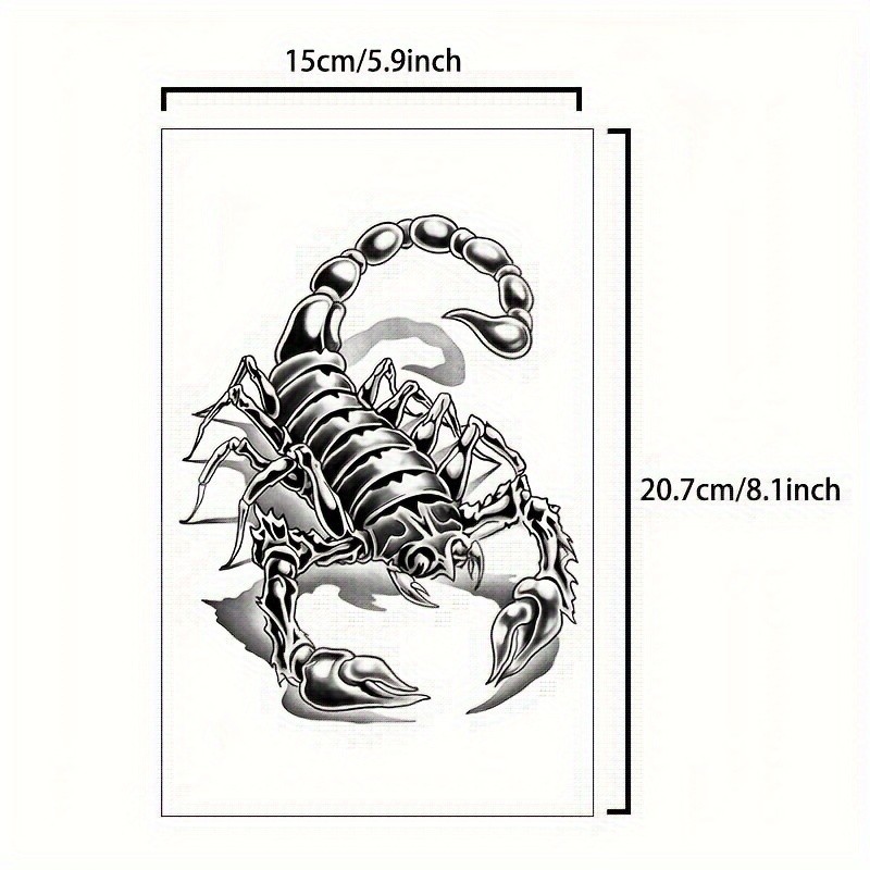 Scorpion Pattern Tattoo Stickers, Waterproof, And Long-lasting For Women For 1-5 Days. Men's Arms And Collarbones Have A High-end And Cool Feeling