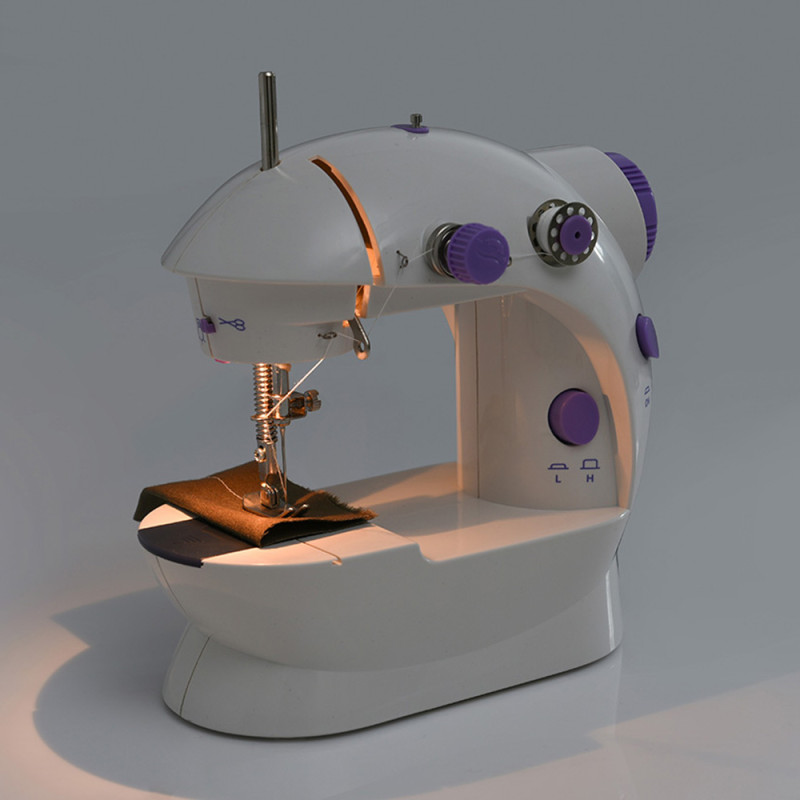 1pc Sewing Machine Mini Portable Household Night Light Foot Pedal Straight Line Hand Table Two Wire Kit Electric Sewing Machine