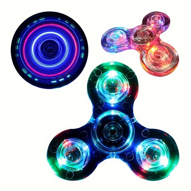 Crystal Luminous LED Light Spinner Hand Top Spinner, Glow In Dark EDC Toy, Kinetic Gyroscope For Children